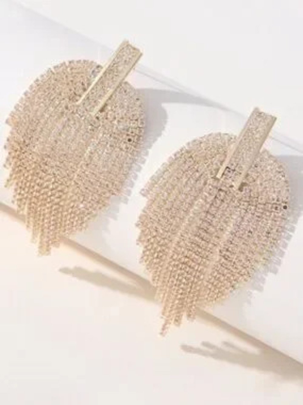 Gold Crystal Fringe Statement Earrings